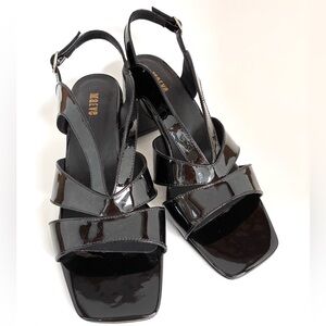 🖤Anthropologie Mauve Black Patent Leather Slingback Heel (8.5/ 39) NEW! 🖤